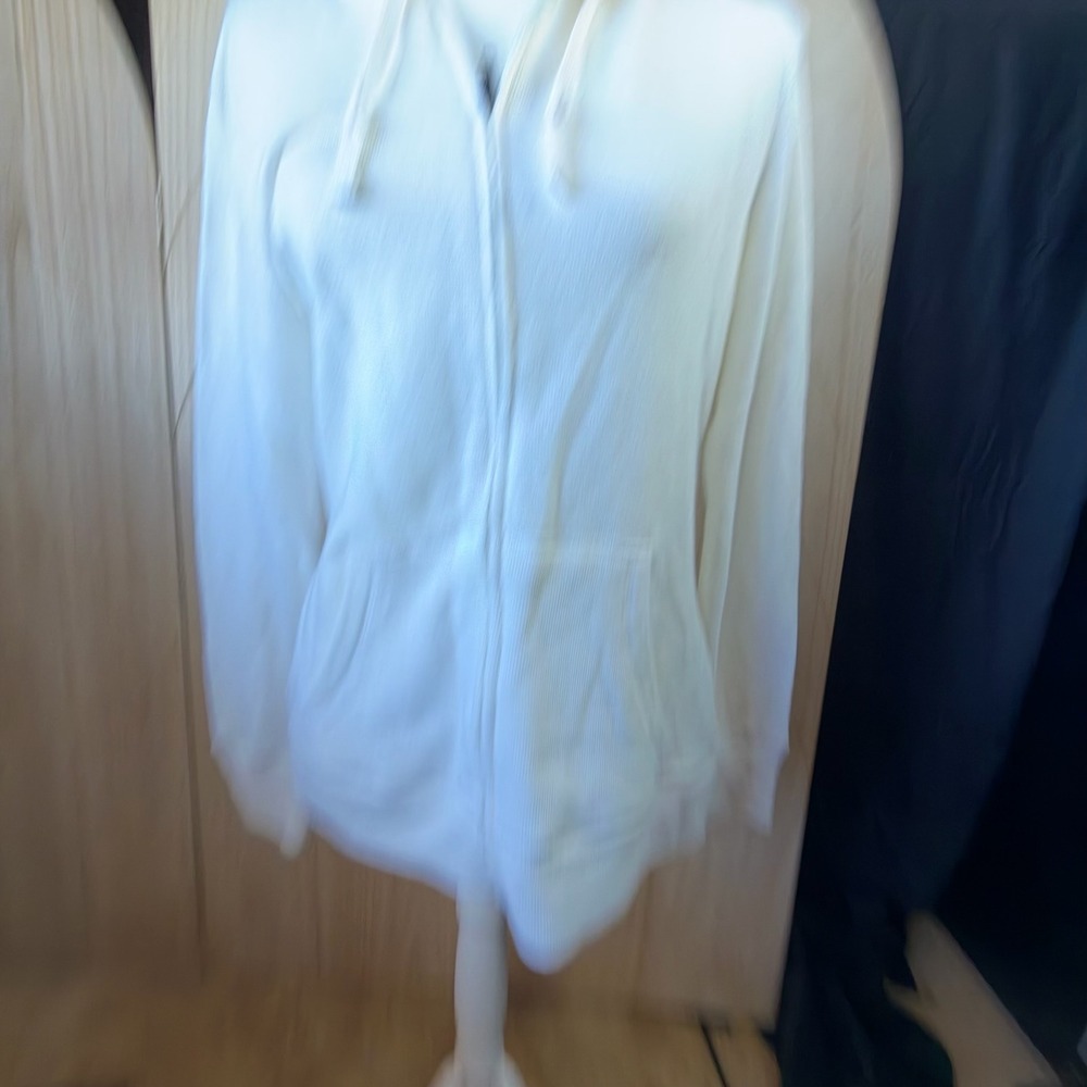 Merona Zip Up Hoodie Womens Medium White French Terry Casual Sweatshirt
